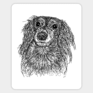 Papillon dog draw with scribble art style Magnet